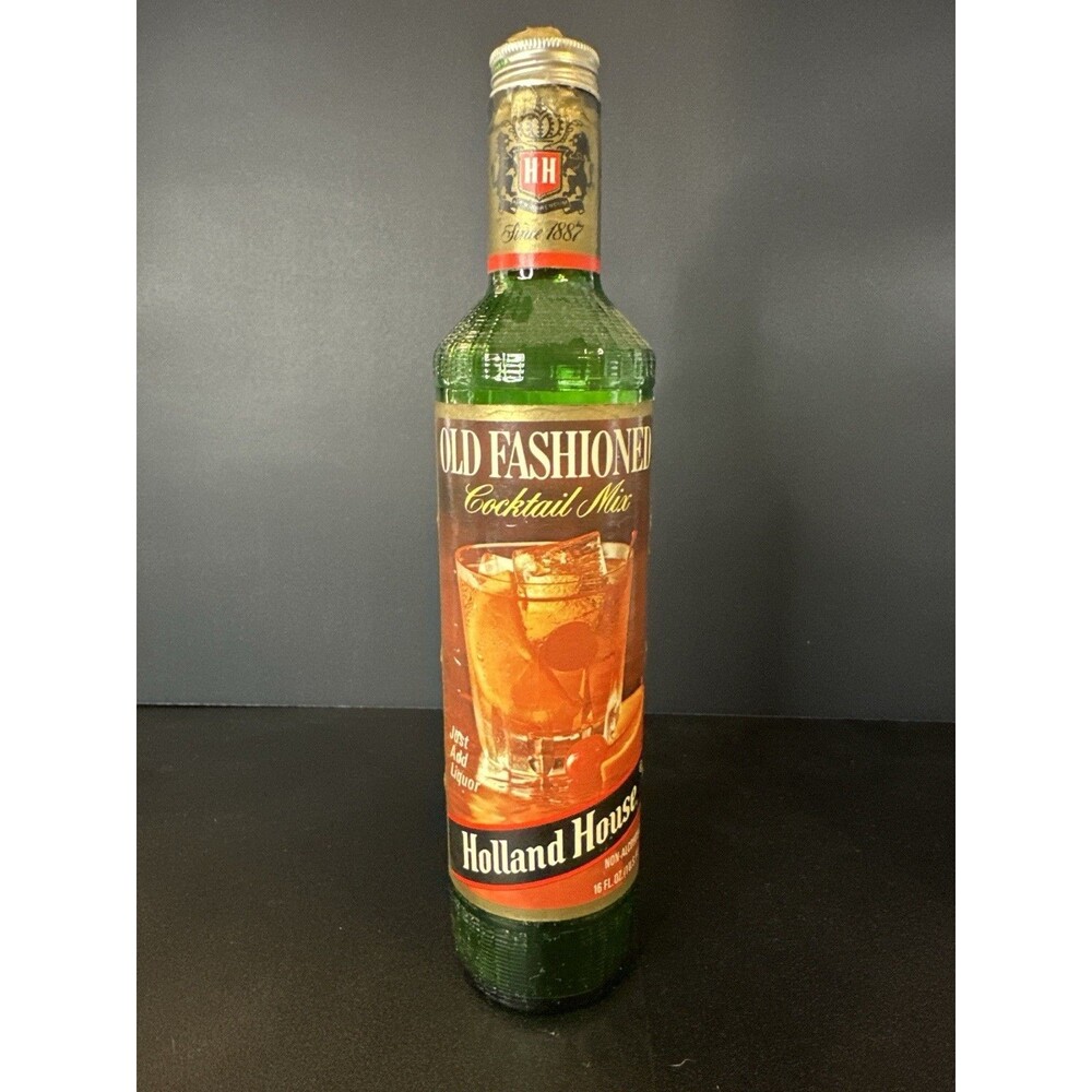 Vintage Holland House‎ Old Fashioned Mix Bottle | Empty Opened | Barware Decor
